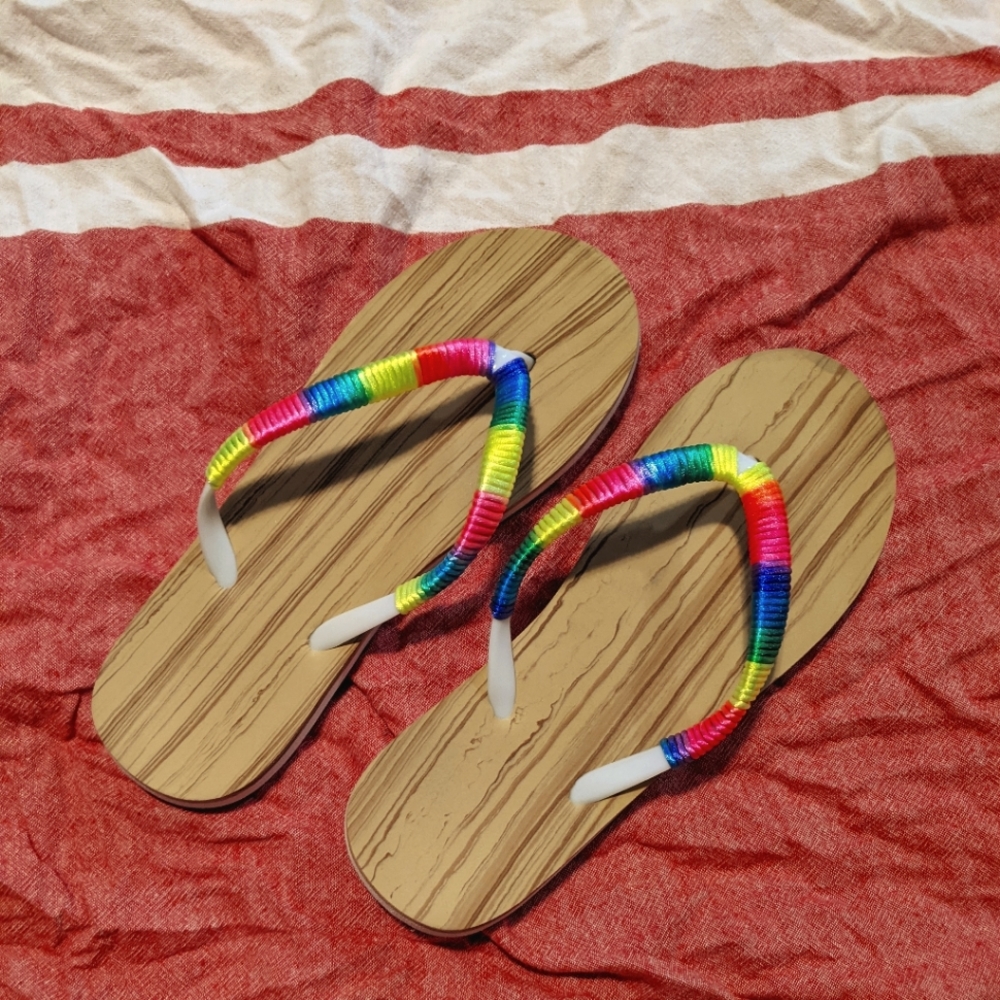 Rainbow Flip Flops size: 7 - 8